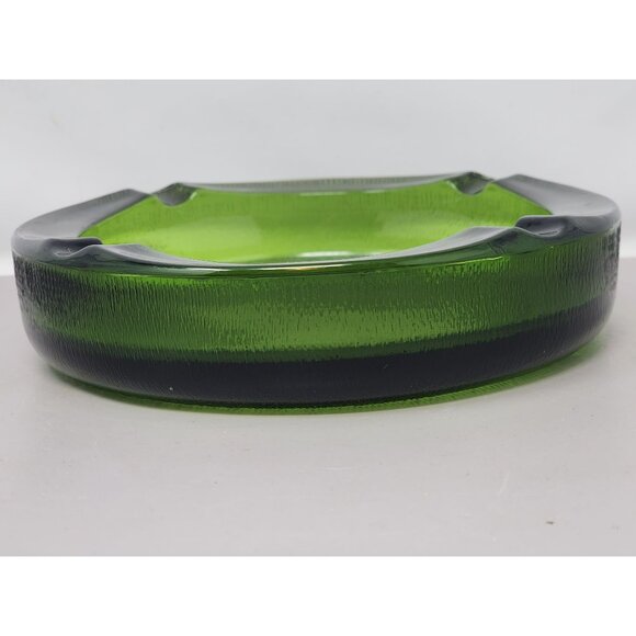 Vintage‎ Mid-Century Modern Green Textured Glass Heavy Ashtray - Picture 2 of 8
